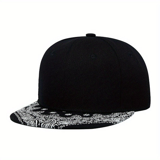 Men's Flower Brim Snapback Baseball Cap Flat Brim Hat