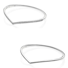 925 Sterling Silver Shimmering Wish Crystal Bracelet Bangle Charm DIY Jewelry
