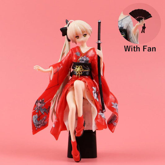 Anime Girl Kimono Figure Car Ornament with Base