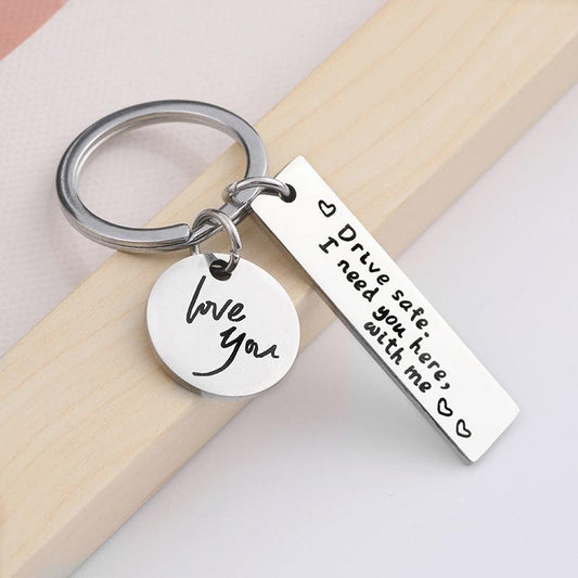 Couple Key Chain Safe Driving Stainless Steel