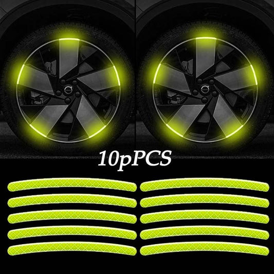 10pcs Reflective Hub Stickers for Car, Bicycle, Moto