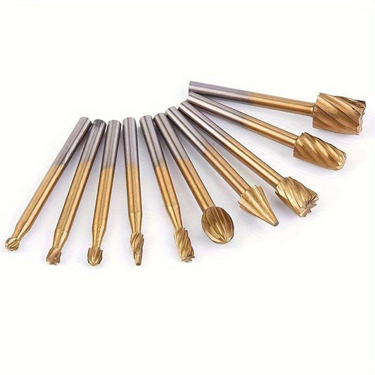 10pcs Carbide Rotary Burr Set Tungsten Steel Grinding Head & Rotary Tool