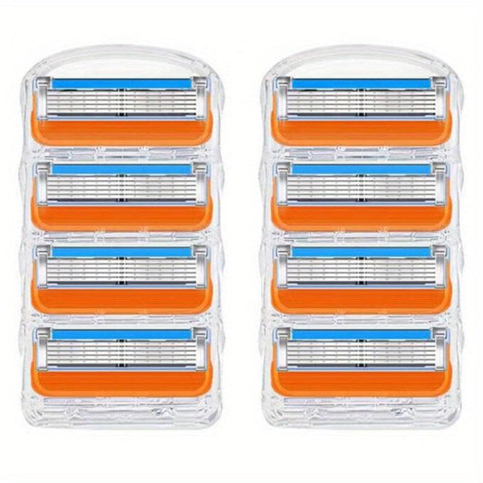 Men's Razor Blade Refills 8 Count 5 Layers Replaceable Heads