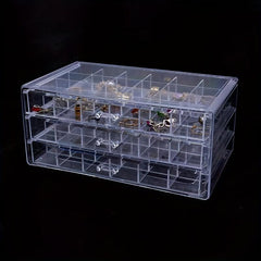 3-Drawer Clear Earring Jewelry Organizer Box