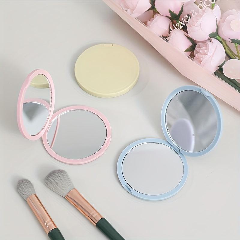 Mini Makeup Mirror Compact Round Double Side Folding Cosmetic Touch up Mirror