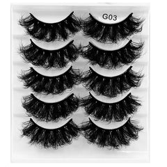 5 Pairs Faux Mink Eyelashes Long Lasting Fluffy Thick Long