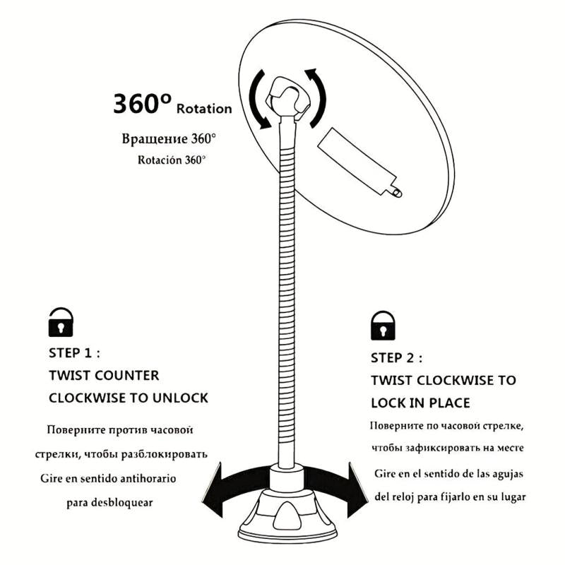 10X Magnifying Suction Mirror with Dimmable LED Light