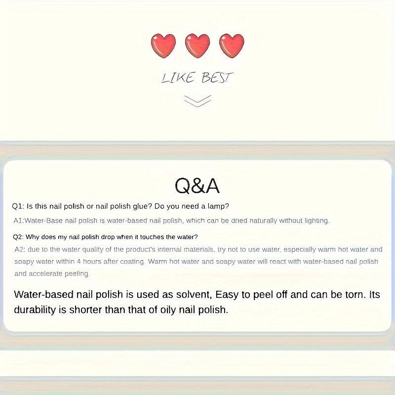 10ml Water Based Nail Polish Quick Dry Long Lasting Hypoallergenic