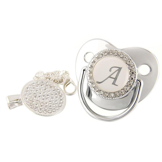 Initial Letters Bling Baby Pacifier Silvery 26 Letter Silicone Pacifiers