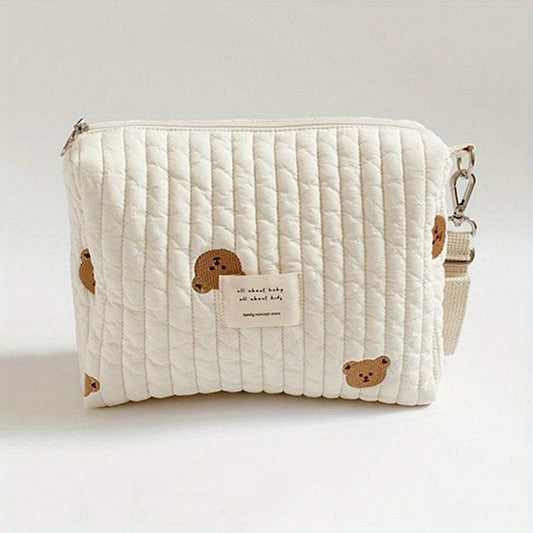 Embroidery Baby Diaper Bag Cotton Portable Zipper Nappy Caddy Organizer