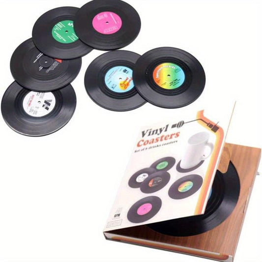 Retro Record Player Style Coasters - Set of 6
