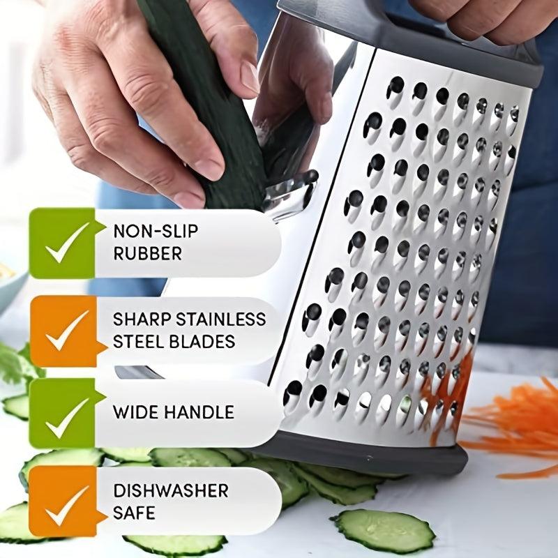 Stainless Steel Box Grater with Container - Multifunctional Vegetable Grater