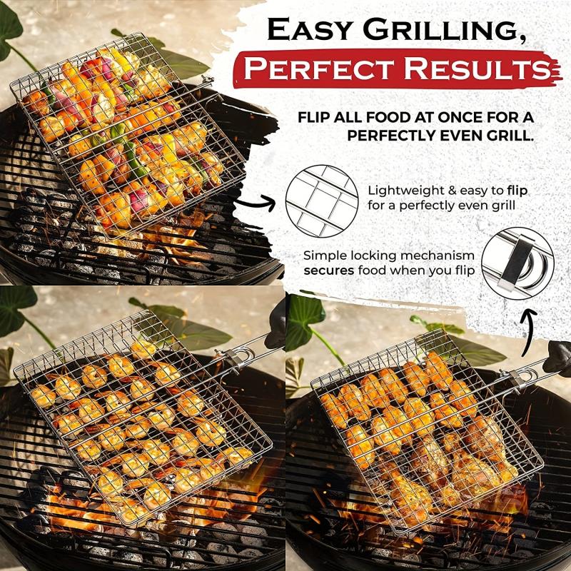 Stainless Steel Foldable BBQ Net Rack with Large Capacity