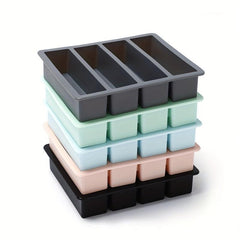Long Silicone 4 Grids Ice Cube Square Tray Mold Non-toxic Durable Wine Ice Cube