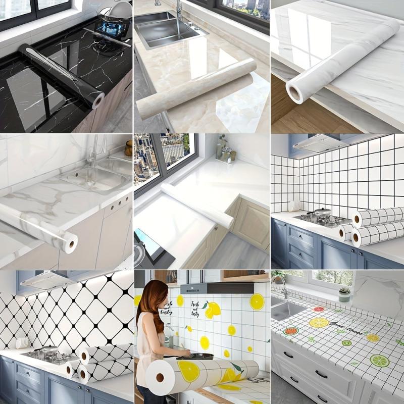 Marble Self Adhesive Waterproof Wallpaper Kitchen High Temperature Resistance