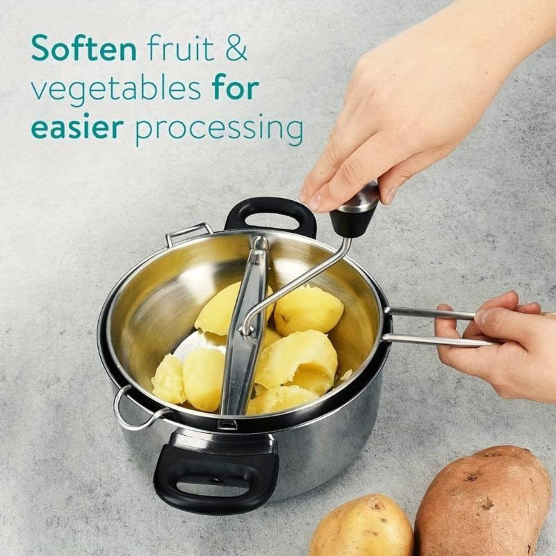 Stainless Steel Food Mill and Potato Masher with 3 Discs