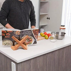 Wooden Cookbook Stand & Purse Organizer Display Stand