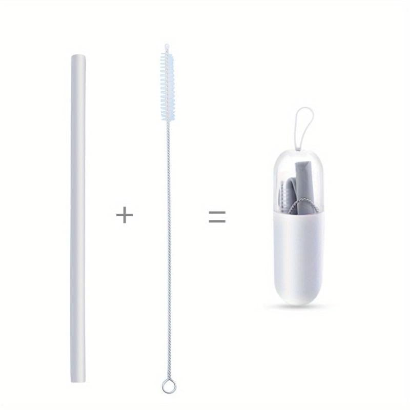Silicone Reusable Folding Straw w/ Case & Brush Set