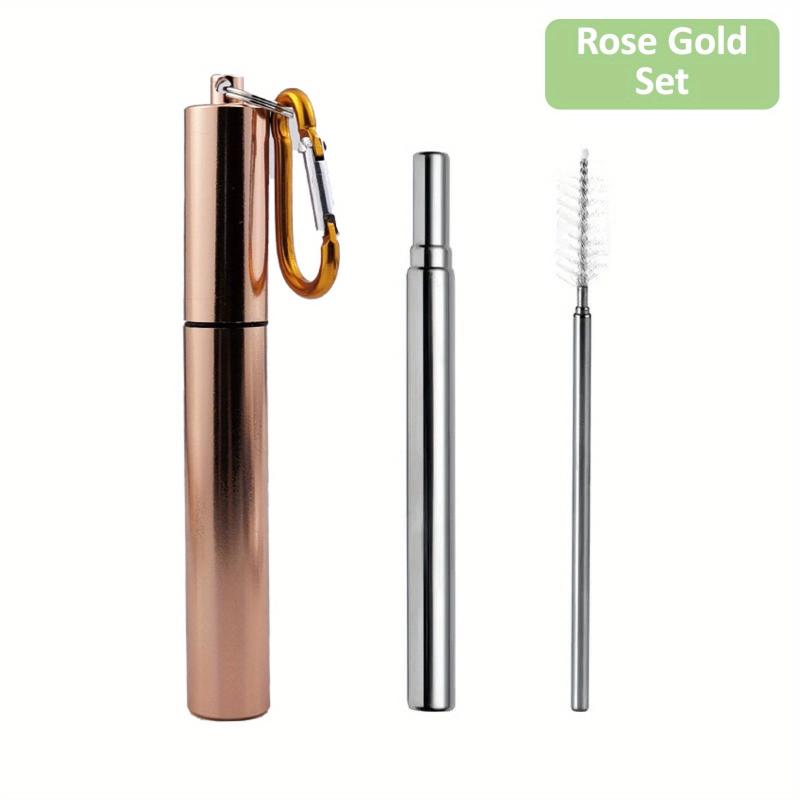 Stainless Steel Collapsible Metal Straws with Carabiner Hook