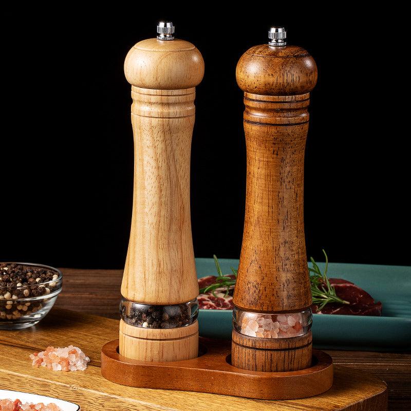 Wooden Spice Grinder Manual Sea Salt Mill Spice Crusher Reusable Spice Bottle