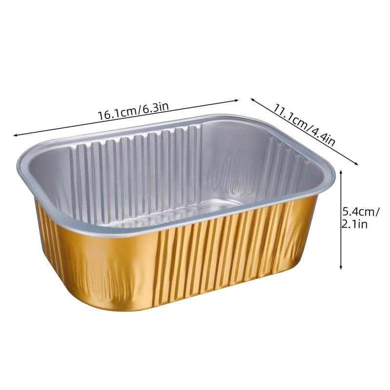 10pcs Aluminum Foil Pans 680ml Portable Deep Food Container for BBQ Picnic