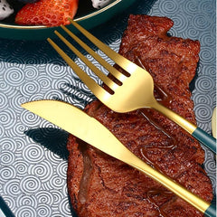 24pcs Stainless Steel Tableware Set - Fork and Spoon, Durable, Easy to Clean