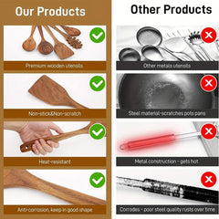 Wooden Spatula Teak Long Handle Spoon for Cooking