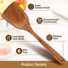 Wooden Spatula Teak Long Handle Spoon for Cooking