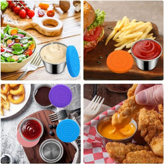 6pcs Stainless Steel Salad Sauce Containers Leakproof Reusable