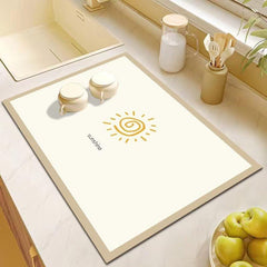 Absorbent PVC Dish Drying Mat for Bowls & Plates, Anti Slip Coffee Table Mat