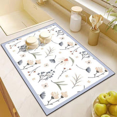 Absorbent PVC Dish Drying Mat for Bowls & Plates, Anti Slip Coffee Table Mat