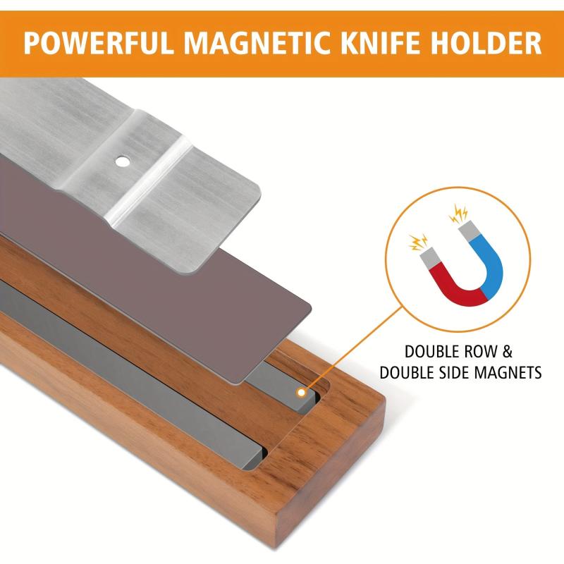 Magnetic Walnut Wood Holder for Kitchen Knives