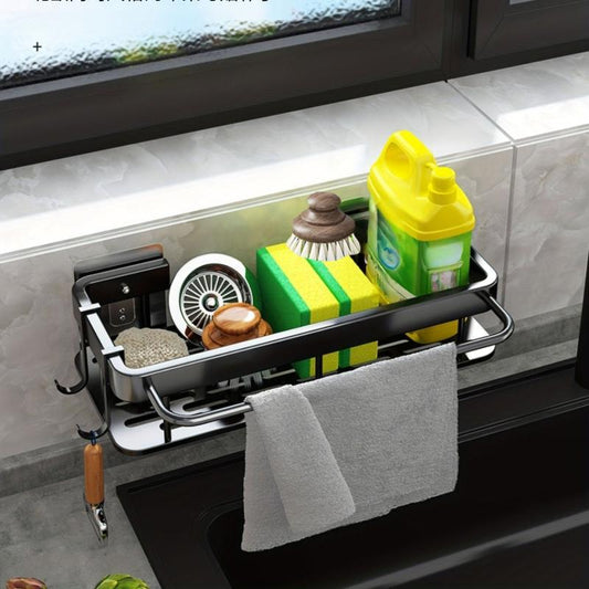 Adhesive Wall Organizer for Kitchen Hanging Rack with Hooks