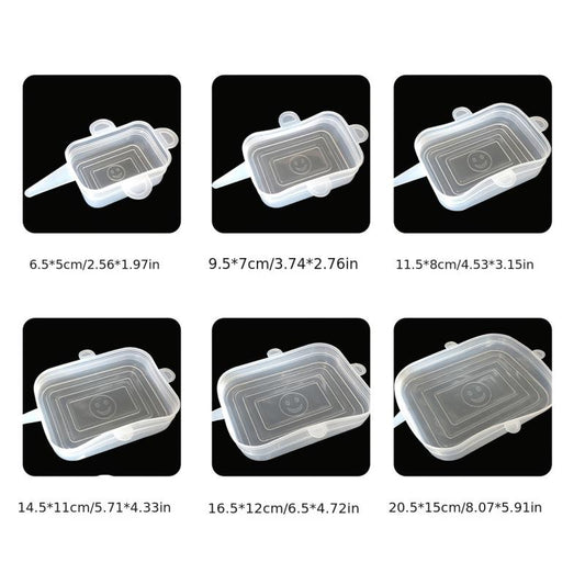 6pcs Reusable Silicone Food Covers Dishwasher & Freezer Safe