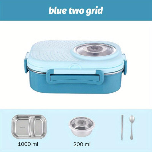 Stainless Steel Thermal Lunch Box 3 Compartments Bento Box Leak Proof