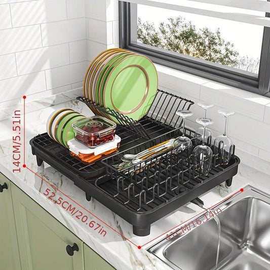 Metal Dish Drying Rack with Cutlery Holder