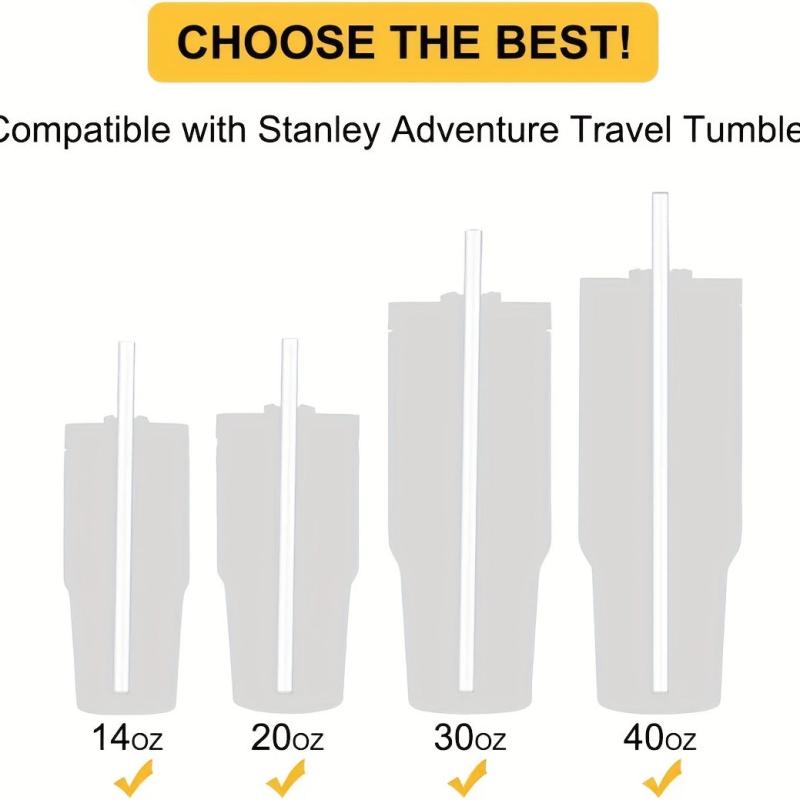 6 Pk Replacement Straws For Travel Tumbler Reusable Straws W/Cleaning Brush