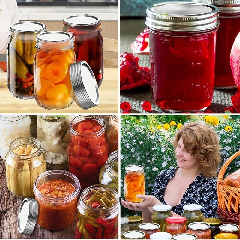 48pcs Wide Mouth Canning Lids & Rings Set Seal Leak Proof Regular Mason Jars