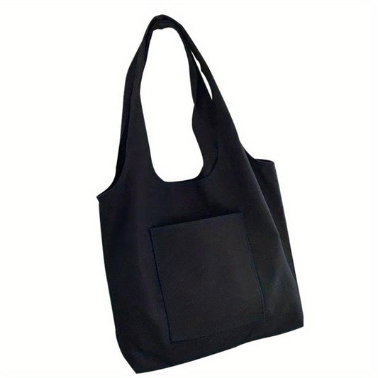 Solid Canvas Tote Bag Large Capacity Shoulder Bag Shopping Bag
