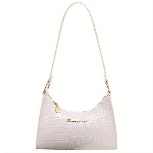 Crocodile Pattern Underarm Bag Solid Shoulder Bag Women's PU Leather Purse