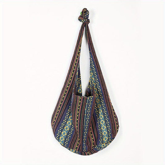 Retro Boho Linen Shoulder Bag Slouchy Style Underarm Hobo Purse