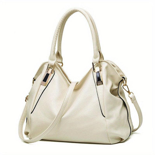 Classic Solid Shoulder Bag Vintage Minimalist Satchel Bag For Women
