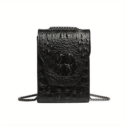Crocodile Mini Shoulder Bag Crossbody Chain Strap Faux Leather
