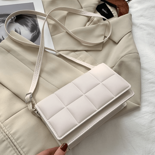Lattice Pattern Crossbody Flap Bag PU Leather Textured Bag