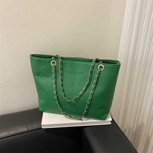 Quilted Detail Tote Bag Large Capacity Shoulder Bag Minimalist