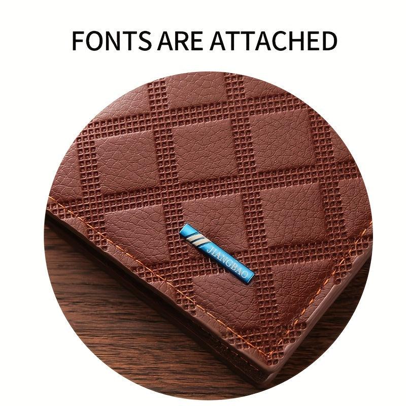Men's Rhombus Card Thin Leather Wallet Soft Business Jacket
