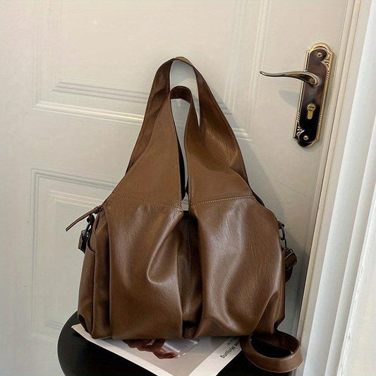 Large Capacity Soft Hobo Bag PU Leather Tote Bag Women's Shoulder Handbag