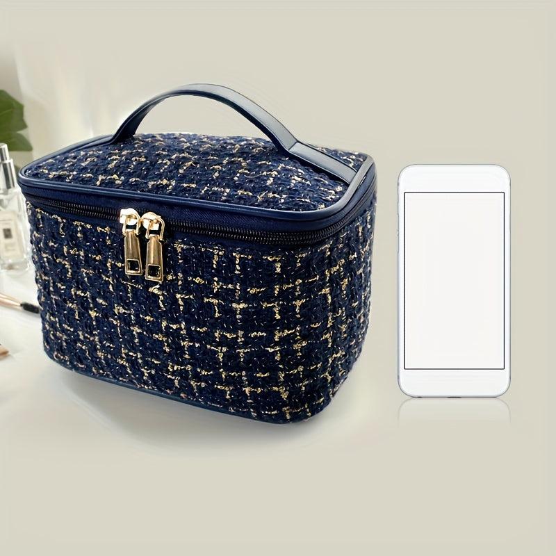 Tweed Cosmetic Zipper Bag Makeup Organizer Toiletry Wash Bag