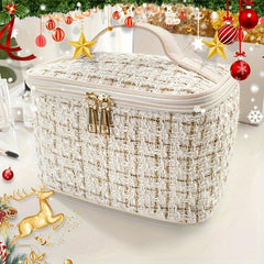 Tweed Cosmetic Zipper Bag Makeup Organizer Toiletry Wash Bag