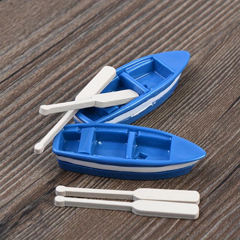 2pcs Mini Boat Decoration With Paddle Wooden Boat Canoe Paddles